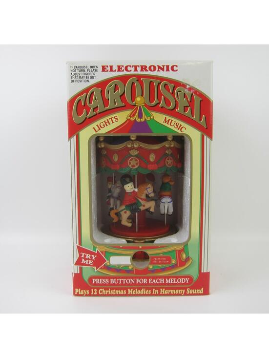 Other - Vintage Christmas Electronic Carousel Horses Move & Plays 12 Melodies With Box